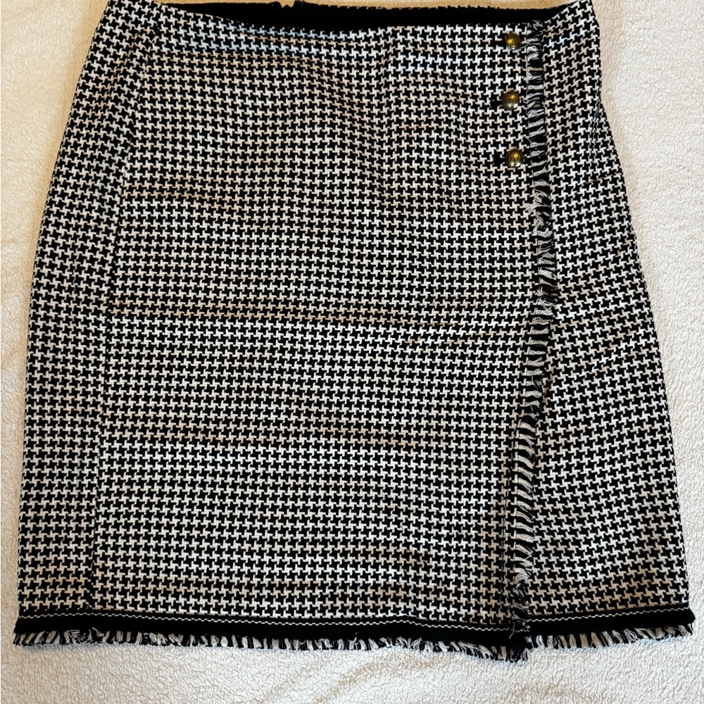 Talbots Black and White Houndstooth Pencil Skirt